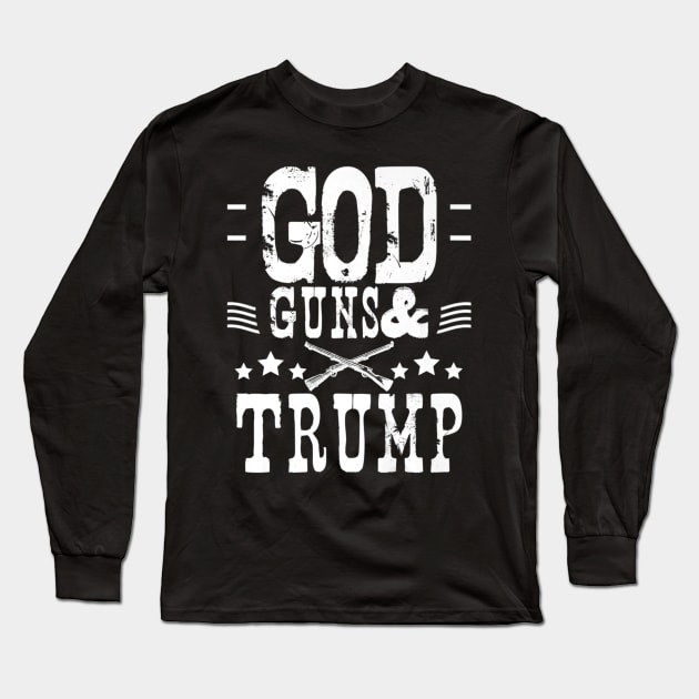 Mens God Family Guns And Trump Country Patriots Long Sleeve T-Shirt by Stick Figure103